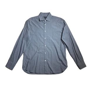 John Varvatos USA Blue Check Long Sleeve Button Down Classic Fit Shirt 15‎ 1/2